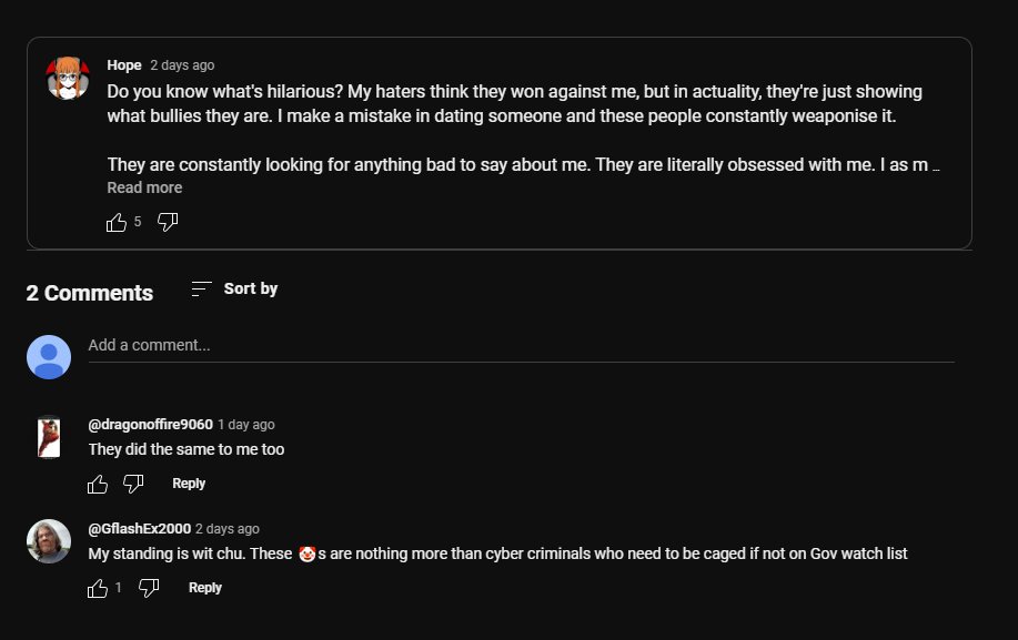 RezzedNovaExpsd's tweet photo. CeoofSWG / @lockdown049 / @25_15_21_4_9_5 is back trying to downplay dating a minor as a 30 year old as well as acting like a victim.  Also to note is that Nova has two pedos in their comments being Vahn Dragon (Dragon of Fire) and Gordon Palle. 

#vtubers
#VTuberDebut https://t.co/P4DfMMIFad
