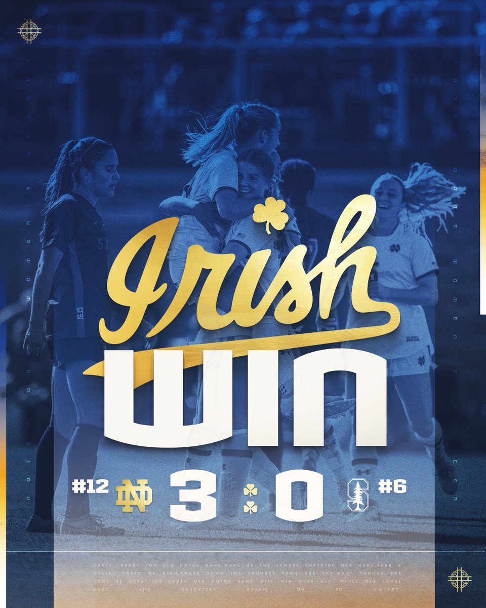 IRISH WIN‼️

No. 12 Notre Dame earns its biggest ranked win of the season, downing No. 6 Stanford, 3-0. 

Irish are now 4-1 against ranked teams this season. 

#GoIrish ☘️