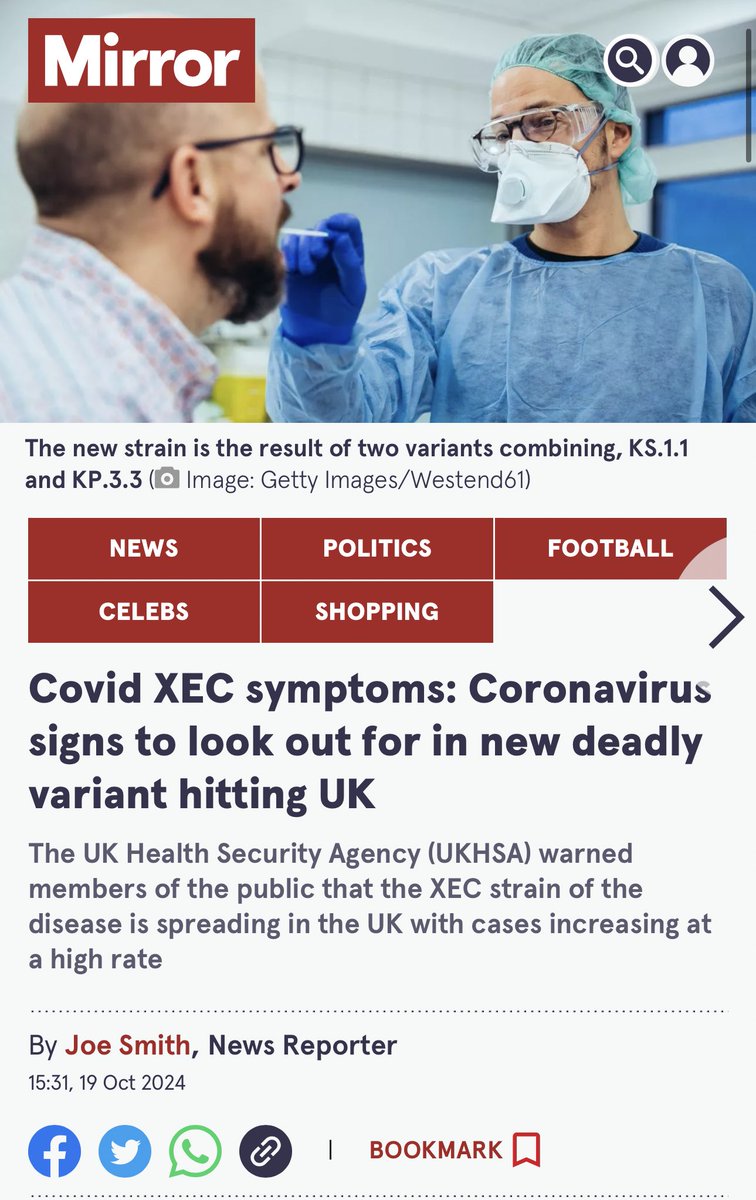BGatesIsaPyscho's tweet photo. 🚨🇬🇧 “A new Covid variant named XEC is spreading across the UK, hospital admissions are rising”

“New deadly variant”

“The NHS is urging those eligible to get their booster jabs”

I can’t believe people actually still believe this nonsense. https://t.co/JJEqNg5TQj