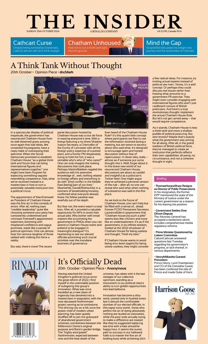TheInsiderRX's tweet photo. 🧠 A Think Tank Without Thought: Chatham Unhoused.

🪦 Politics is Officially dead. Read this week's issue of the Insider below:

https://t.co/iKOyNffY40 https://t.co/LK34FFGsZ3