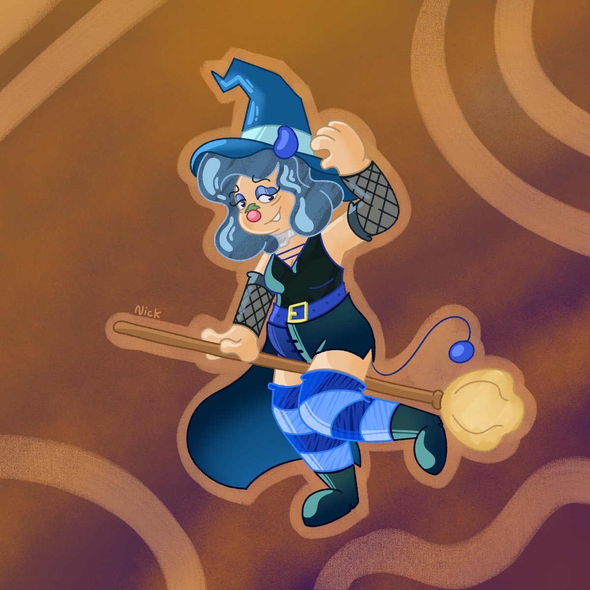 CEC_Cyclone's tweet photo. whats wrong with a little witch? 
this took me so long but i managed to get it done, but i do got an announcement to say, i'm going to slow down with posting art here as i will be moving those to my bsky mainly. 
#nickcyclonesartshack https://t.co/7lhhkpuYKS