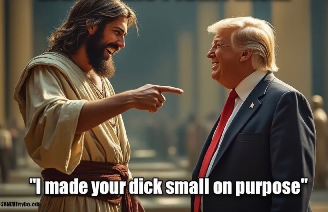 PJBrizzle's tweet photo. God only touched @realDonaldTrump once 🤣, and is likely currently using him to smoke out pseudo-Christian MAGA cultists a la Thessalonians 2:3-12, lol ⬇️⬇️⬇️

“Let no one deceive you in any way. For that day will not come, unless the rebellion comes first, and the man of lawlessness is revealed, the son of destruction, who opposes and exalts himself against every so-called god or object of worship, so that he takes his seat in the temple of God, proclaiming himself to be God. 

Do you not remember that when I was still with you I told you these things? And you know what is restraining him now so that he may be revealed in his time. For the mystery of lawlessness is already at work. Only he who now restrains it will do so until he is out of the way. And then the lawless one will be revealed, whom the Lord Jesus will kill with the breath of his mouth and bring to nothing by the appearance of his coming.

The coming of the lawless one is by the activity of Satan with all power and false signs and wonders, and with all wicked deception for those who are perishing, because they refused to love the truth and so be saved. 

Therefore God sends them a strong delusion, so that they may believe what is false, in order that all may be condemned who did not believe the truth but had pleasure in unrighteousness.”