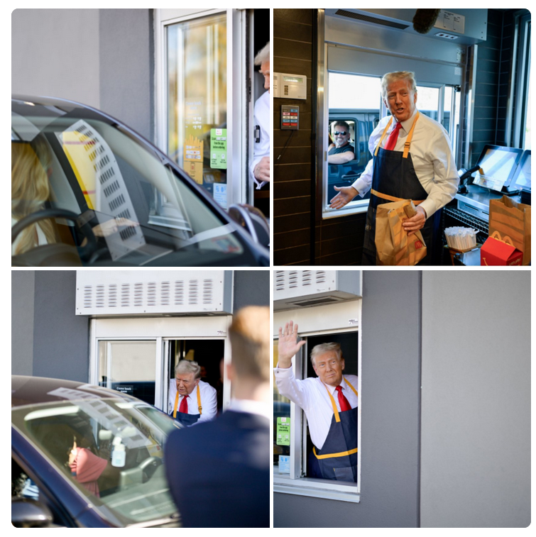 TrumpGirlOnFire's tweet photo. I agree he loves the attention, BUT I truly believe these 'photo ops' are not really for votes, but to show America how much he truly LOVES this Country and the people in it. ♥️♥️

#TrumpGirlOnFire 🔥 #TrumpAtMcDonalds https://t.co/jj5fSrHb3S