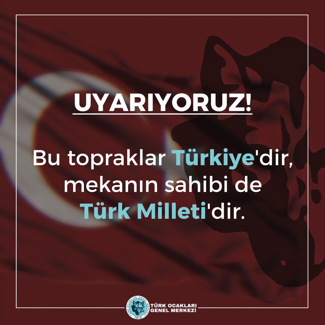 UYARIYORUZ❗️

❗️Bu topraklar Türkiye'dir, mekânın sahibi de Türk Milleti'dir.