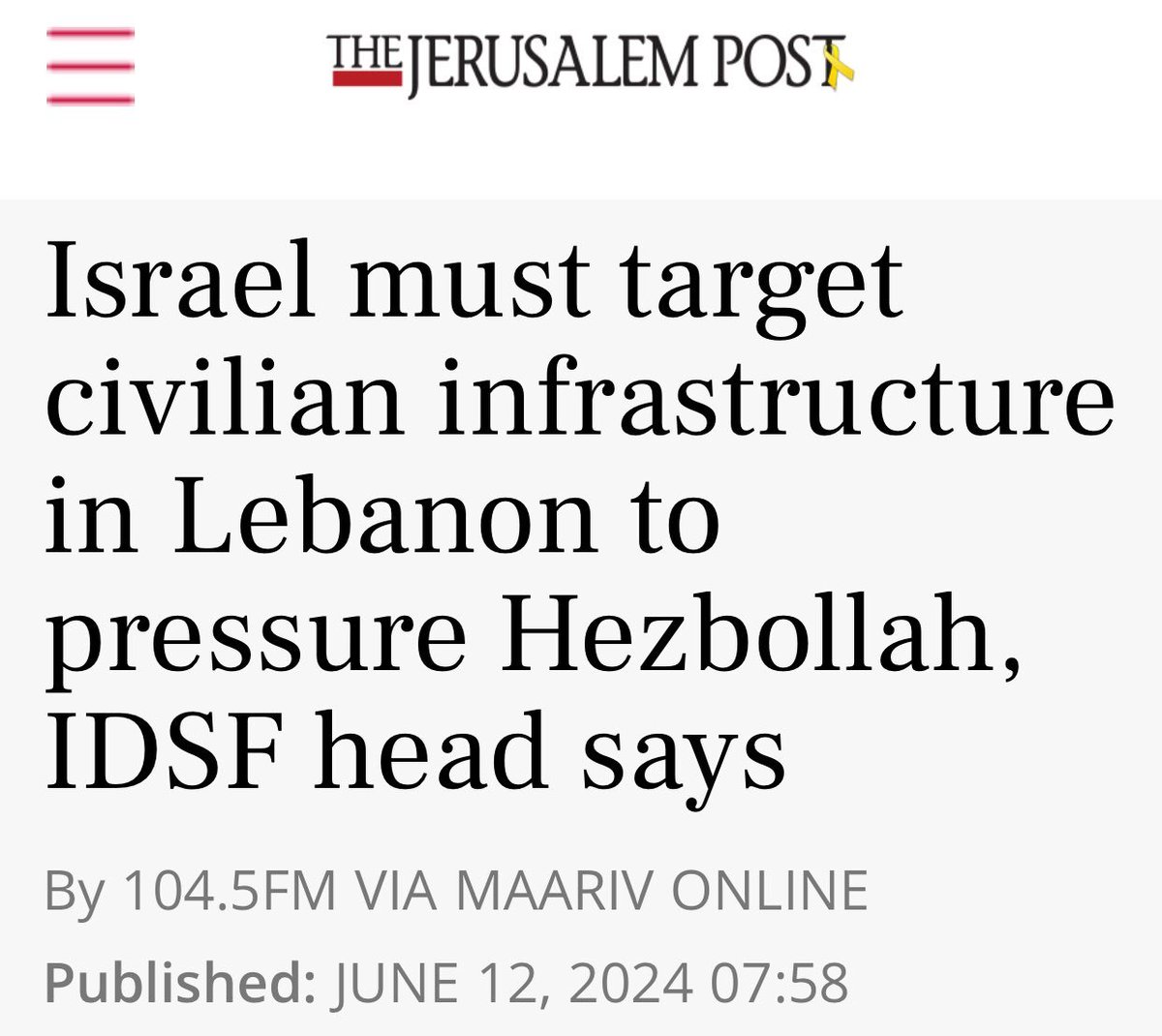 TOliveFern's tweet photo. A reminder that the current Israeli assaults on civilian infrastructure in Lebanon are intentional &amp; premeditated.
Seeing the usual lies ("Hezbollah sites") being circulated in western media is frustrating but not unexpected. https://t.co/J65fa7c3KX