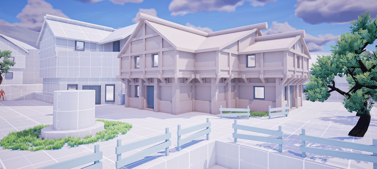 iSunflick's tweet photo. End of the week update! Managed to roughly start art blocking one of the buildings, so it gives me direction next time I open the project. Pretty excited about it this one 🙌✨ #blocktober https://t.co/MzcP1bLJco