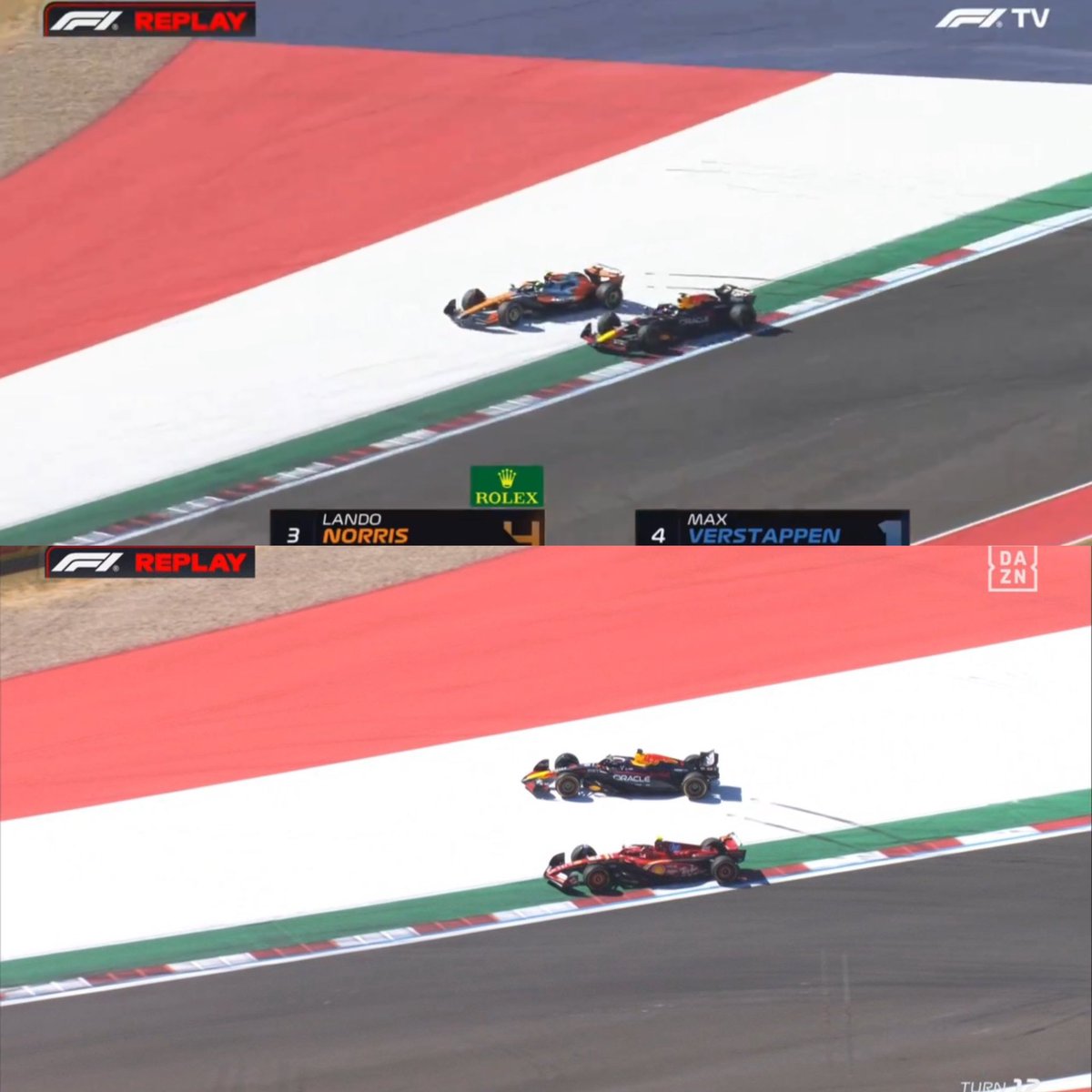 _1carmenmarincm's tweet photo. La de arriba es sanción para Norris. 
La de abajo no es sanción para Verstappen.

A mí que me lo expliquen. https://t.co/vGvrYZch4N
