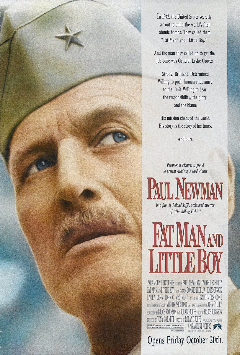 FilmNewsNos's tweet photo. 🎬MOVIE HISTORY: 35 years ago today, October 20, 1989, the movie ‘Fat Man and Little Boy’ opened in theaters!

#PaulNewman #DwightSchultz #BonnieBedelia #JohnCusack #LauraDern #RonFrazier #FredThompson #JohnCMcGinley #NatashaRichardson #ClarkGregg #RonVawter #DelClose #ToddField https://t.co/IBWsXel9MB