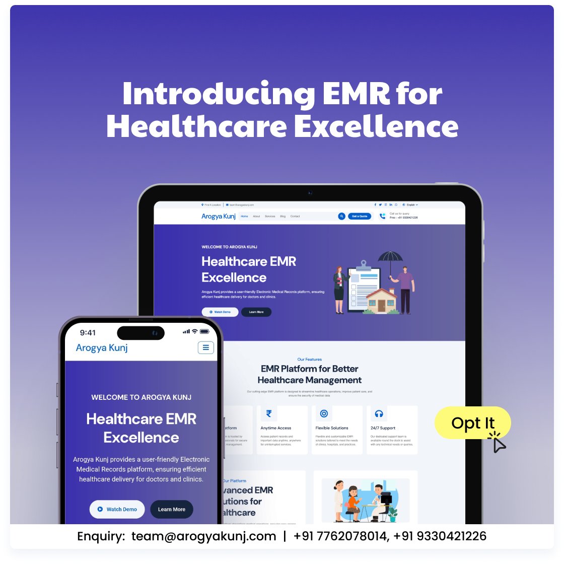 ArogyaKunj's tweet photo. 🚀 Introducing the Future of Healthcare with Arogya Kunj EMR! 🌟

Say goodbye to paperwork and hello to seamless, AI-powered medical record management! 💻✨ Our cutting-edge Electronic Medical Record (EMR) platform brings efficiency, accuracy, and innovation to healthcare. https://t.co/duzg2DxoA5