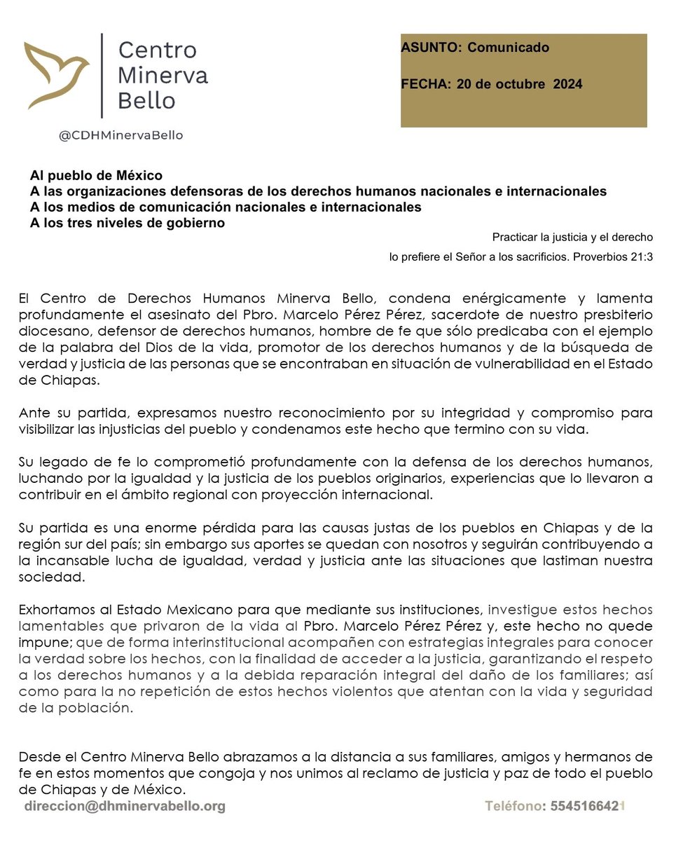 CDHMinervaBello's tweet photo. Comunicado https://t.co/fj7n1XiHBT
