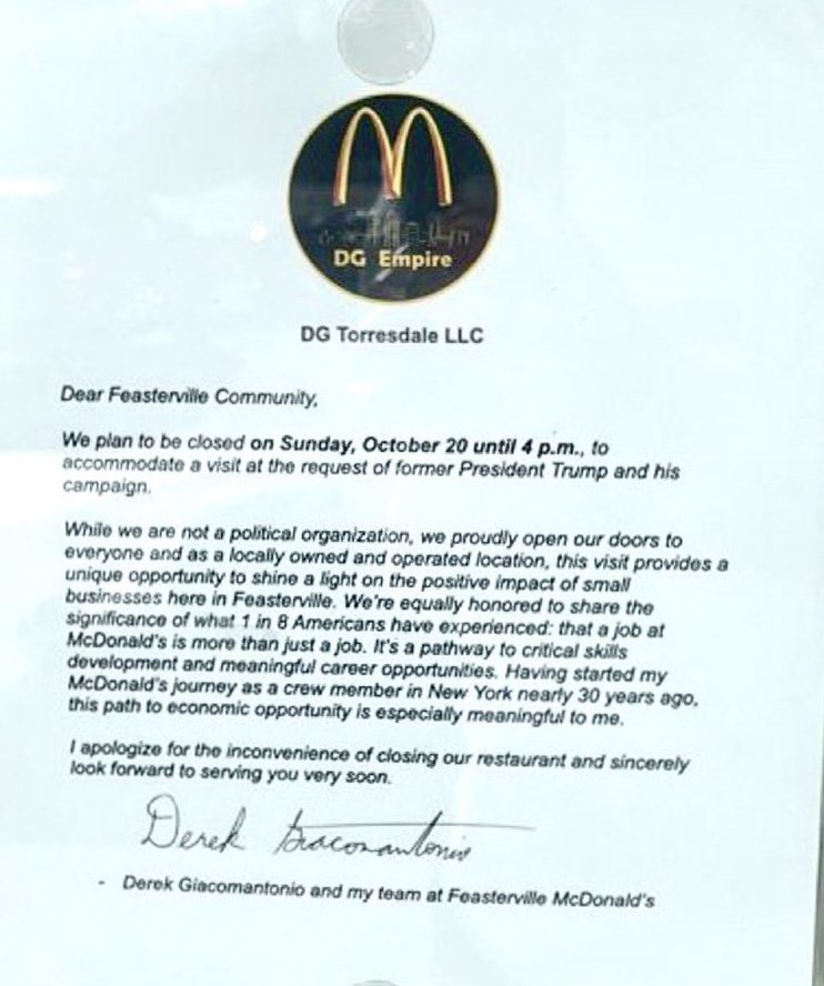 <a href="/7Veritas4/">Just Jack</a> They closed the store for <a href="/realDonaldTrump/">Donald J. Trump</a> to pretend to work. 
Hopefully the Health Department will make sure the place is thoroughly fumigated &amp; disinfected before it opes to the public again.