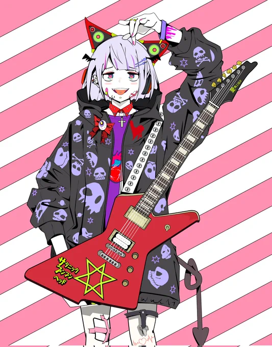 #絵柄が好みの方にフォローされたい #ギター大き目な服のファッションメンヘラ女子 