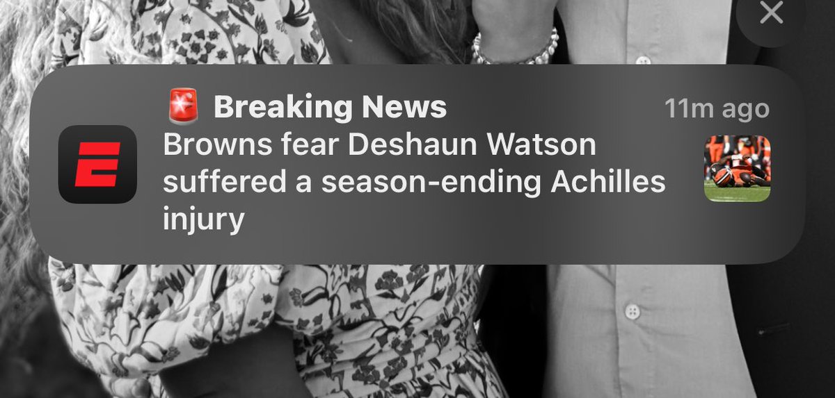 BenPutnam88's tweet photo. Browns “fear” an Achilles injury for Deshaun Watson. That’s a pretty strange way to spell celebrate. https://t.co/UvTBaWkRB7