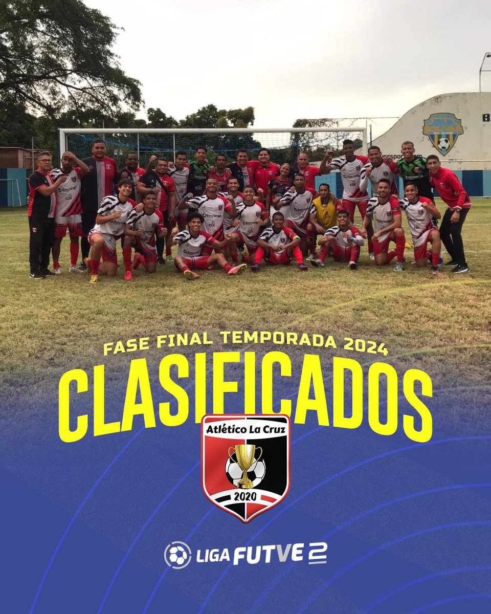 LigaFUTVE2's tweet photo. 😎 • ¡@Atleticolacruz dice presente en la Fase Final!
💪🏼 • El conjunto rojinegro venció en Ciudad Bolívar y estará entre los ocho mejores de la #Temporada2024 

#VenezuelaEsFUTVE https://t.co/RYlruyWoKm