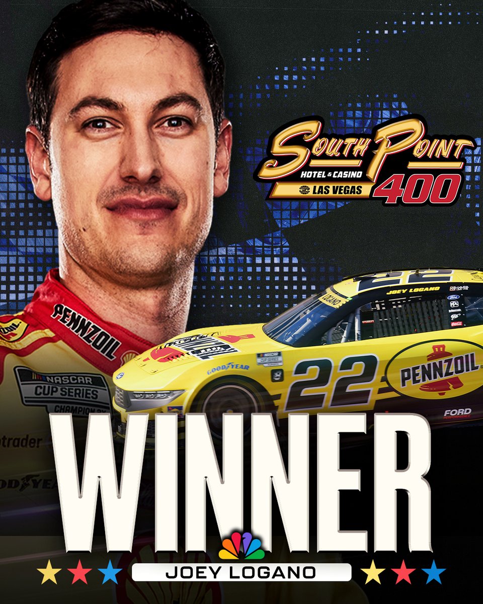 NASCARonUSA's tweet photo. REPOST to congratulate Joey Logano! 🏁

HE WINS AT LAS VEGAS TO ADVANCE TO THE CHAMPIONSHIP 4! #NASCARPlayoffs https://t.co/RnSX680K0d