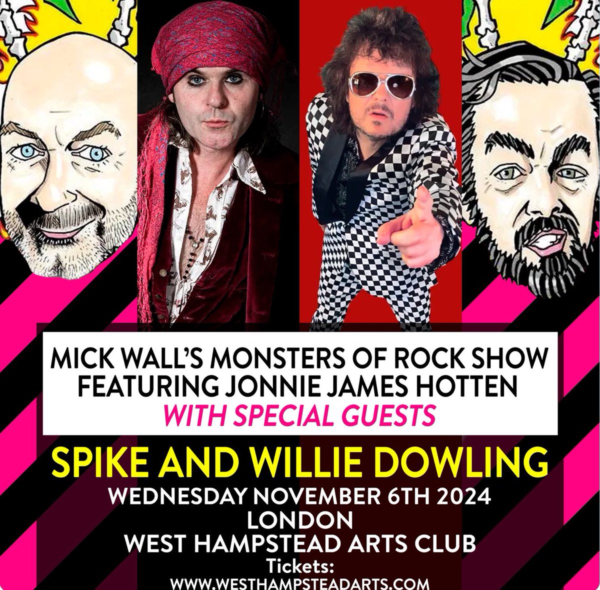 Nov 6th West Hampstead Arts Club.
I’ll be talking with <a href="/MickBlackwall/">Mick Wall</a> &amp; Jon <a href="/theoldbatsman/">Jon Hotten</a> Hotten about geopolitics, Schopenhauer &amp; the unsung artistic merit of little Jimmy Osmond.
While <a href="/SpikeQuireboys/">The Quireboys Spike Official</a> makes us all a lovely cup of tea
Ticket link below
tickettailor.com/events/westham…