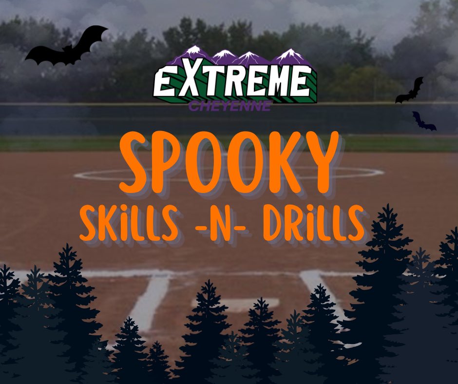 CheyenneExtreme's tweet photo. 👻🎃Halloween spooky skills and drills…  this Tuesday 10/22 - 5:30-7:30  - 
Join us for some Halloween fun!!! Don’t forget to wear your costumes … pizza &amp; treats for all the goblins out there! Go Extremely Scary 💚🥎💜 https://t.co/rwwm7E283p