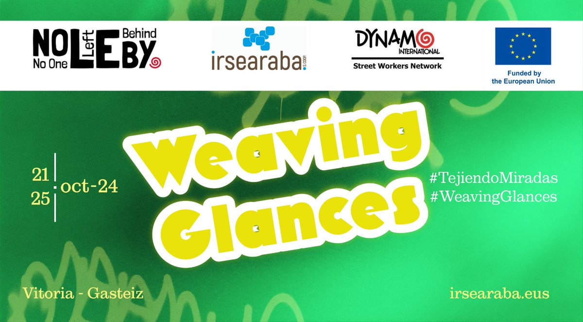 <a href="/irsearaba/">IRSEARABA S. COOP.</a>  irsearaba.org/weaving-glance… @eurodeskspain <a href="/injuvespain/">Injuve</a> @discovereuspain #WeavingGlances #TejiendoMiradas #Noleby #DynamoNetwork
#VitoriaGasteiz #irsearaba #KalezKaleVG #emakumeenetxeavg 
#Injuve #ErasmusPlus #CES #CuerpoEuropeodeSolidaridad #EUSolidarityCorps