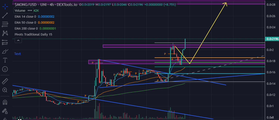 Picture perfect price action , see you again at 0.00000028 $MONG on