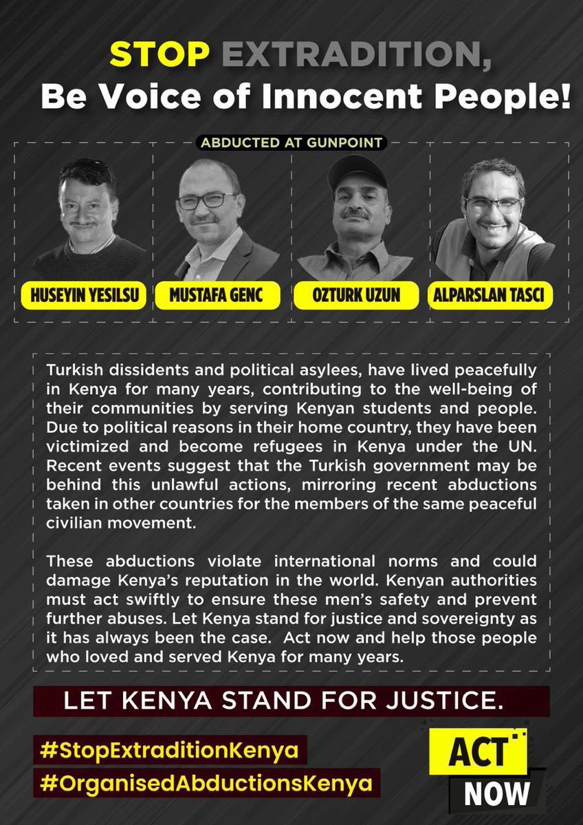 Hi Mister President 
<a href="/WilliamsRuto/">William Samoei Ruto, PhD</a> 

I kindly request you to pay attention this incident. These people are innocent, and they are under protection of law.   
 
Please do not allow an oppressive government to intervene in your country’s affairs.
 
Sincerely.