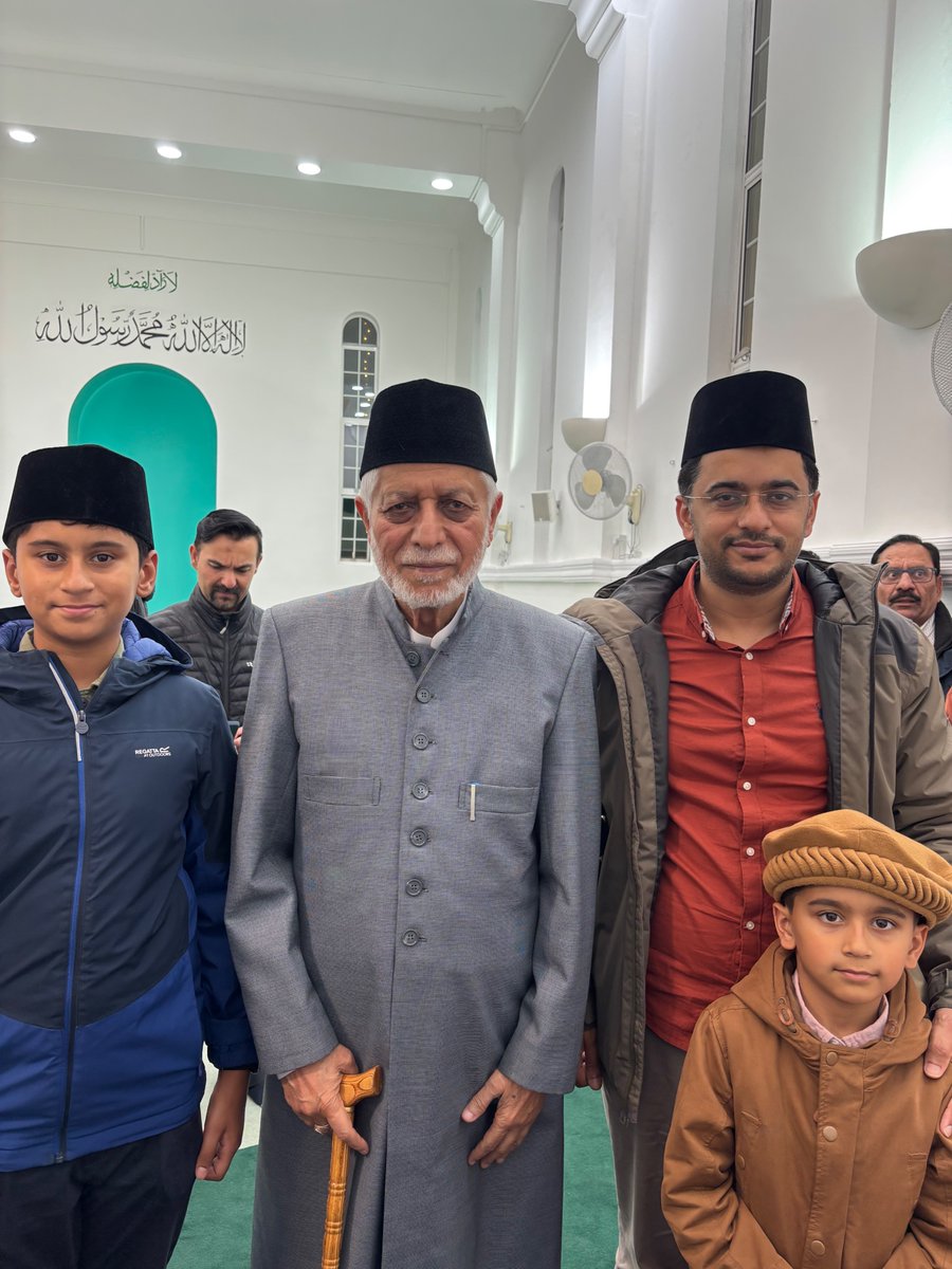 May Allah reward Respected Imam Sahib for all his services. He asked my boys to imagine that four Khulafa of the Promised Messiah were standing in this very Mehrab.   #FazlMosque.  .
