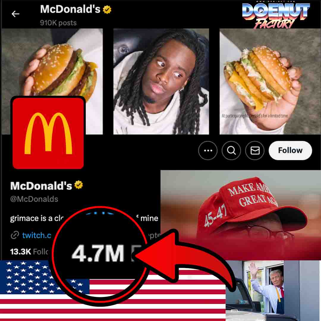 TheRealDoenut's tweet photo. Wow! What are the odds that McDonalds got 4.7 million followers for the 47th President https://t.co/P526HrDxtT