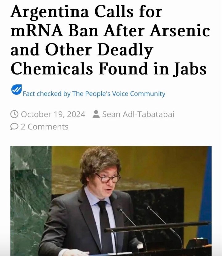 anubi77787292's tweet photo. Le autorità #argentine chiedono la sospensione immediata delle vaccinazioni a mRNA dopo che gli scienziati hanno trovato #arsenico e altre 55 sostanze chimiche mortali in sei importanti marchi di vaccini.
👍👍👍 https://t.co/RXJxoQTubv