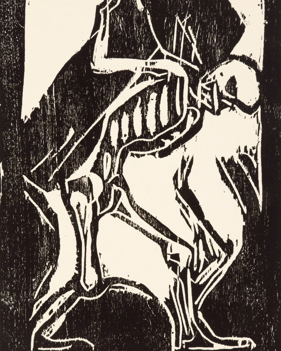 HighMuseumofArt's tweet photo. Who else has the Sunday Scaries? 🙋‍♀️ Happy spooky season! 💀 

Christian Rohlfs (German, 1849–1938), Death with a Coffin (Tod mit Sarg), undated, woodcut on paper, 76.115. https://t.co/1CAti35ekC