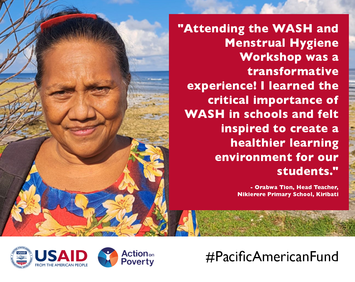 Nikierere Primary Head Teacher Orabwa Tion is  improving students hygiene practices by making hand &amp; face washing &amp; brushing teeth fun, boosting attendance and hygiene. Thanks to @AoP and <a href="/USAID/">USAID</a> #PacificAmericanFund, menstrual hygiene is no longer taboo, and girls have supplies.