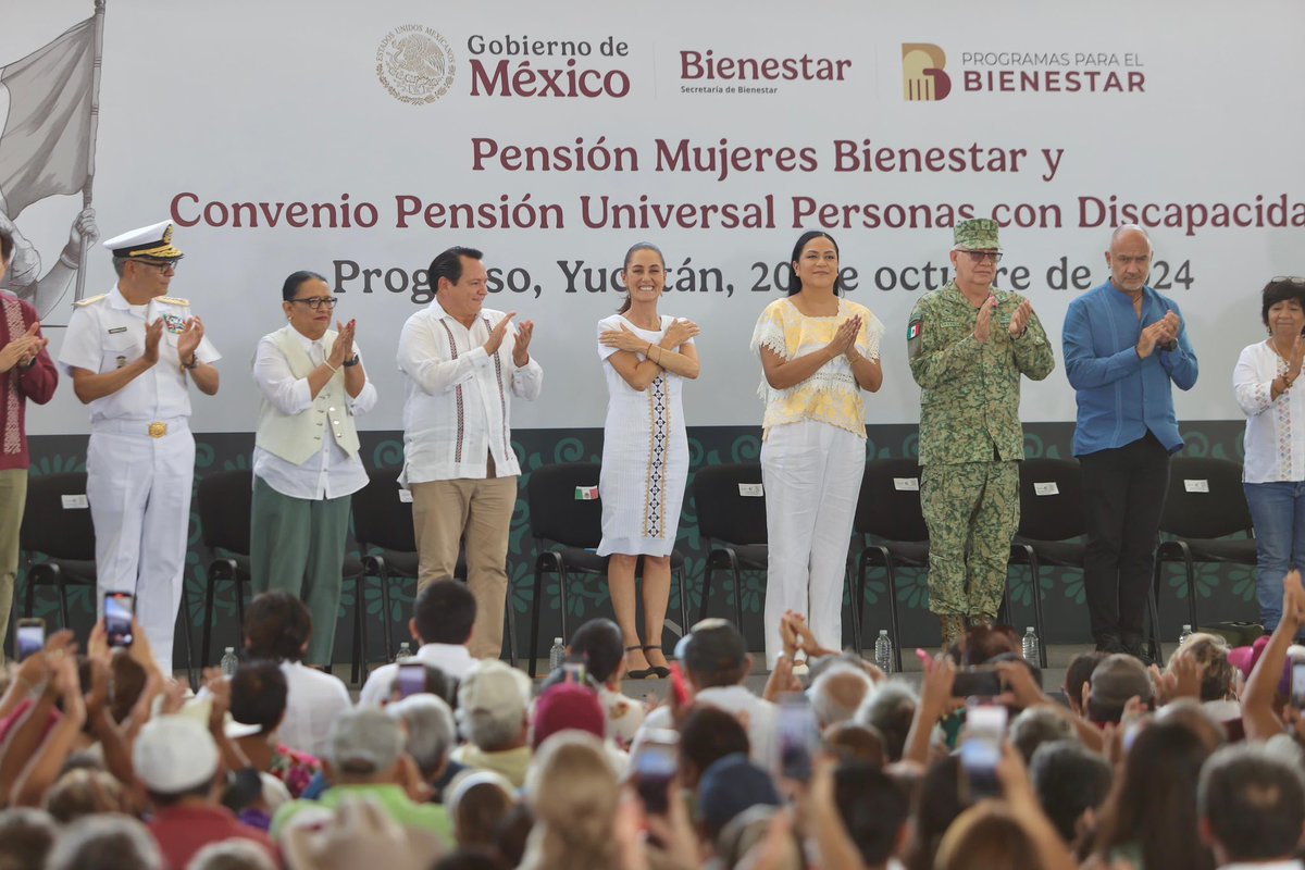 huachodiazmena's tweet photo. ¡HOY ES UN DÍA HISTÓRICO PARA YUCATÁN!

Nuestra presidenta @Claudiashein nos acompañó para impulsar el #RenacimientoMaya, un proyecto que transformará nuestra infraestructura y conectividad, y promoverá un desarrollo más justo y equitativo para todos.

Además, firmamos el convenio para universalizar la Pensión para Personas con Discapacidad, un compromiso de justicia y equidad. Juntos, construiremos un Yucatán con bienestar para todas y todos.