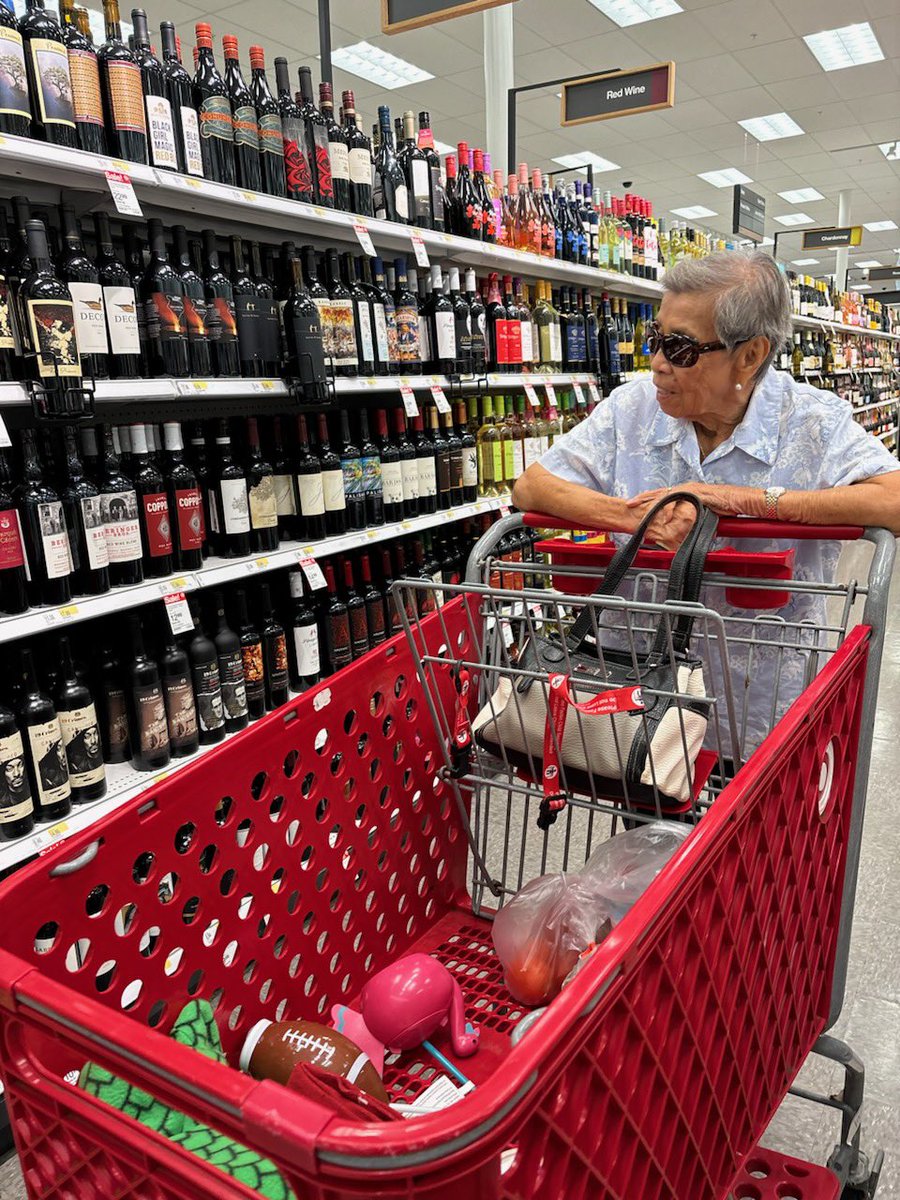 my grandma turns 94 next week and here she is today shopping for her favorite wine in kauai