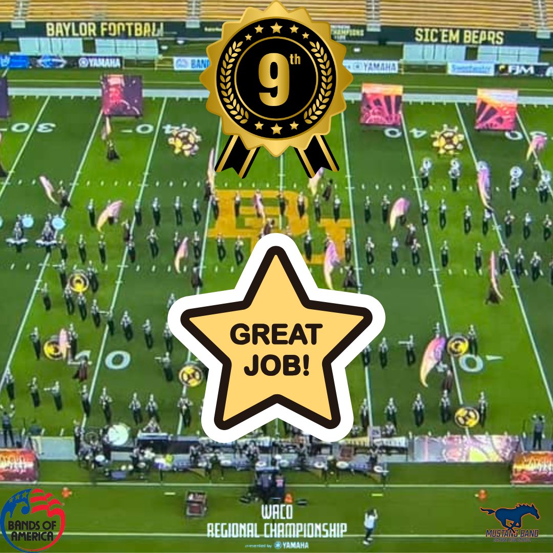 Amazing job against some tough competition! Your <a href="/SHS_Mustangs/">Sachse High School 🎓</a> Band placed 9th out of 30 Bands! It was great to see our fellow band brothers <a href="/GHS_Owls/">Garland High School</a> <a href="/ghsmob/">GHS Mighty Owl Band Boosters</a>  and  <a href="/LCHS_Patriots/">Lakeview Centennial Patriots 🎓</a>  <a href="/lchspatriotband/">LCHS Patriot Band</a> on the same stage. Good luck at the UIL Region 3 Marching Contest!