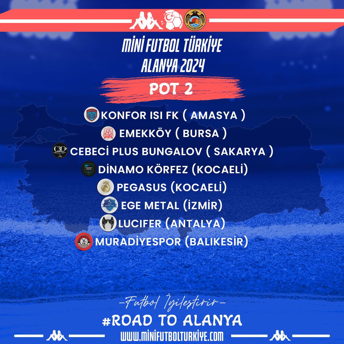 MiniFutbol's tweet photo. Türkiye Halısaha Şampiyonası 
2024 Alanya 🇹🇷🏆
Torbalar Belli oldu #roadtoalanya https://t.co/t6sEUT6sSV
