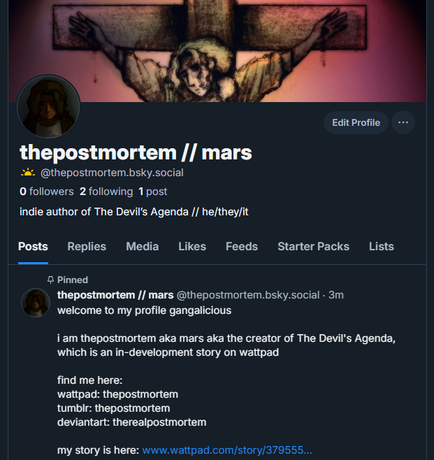 th3postmortem's tweet photo. hi chat you should follow me on bluesky too

just saying it'd be really cool https://t.co/1r22uvJdtS