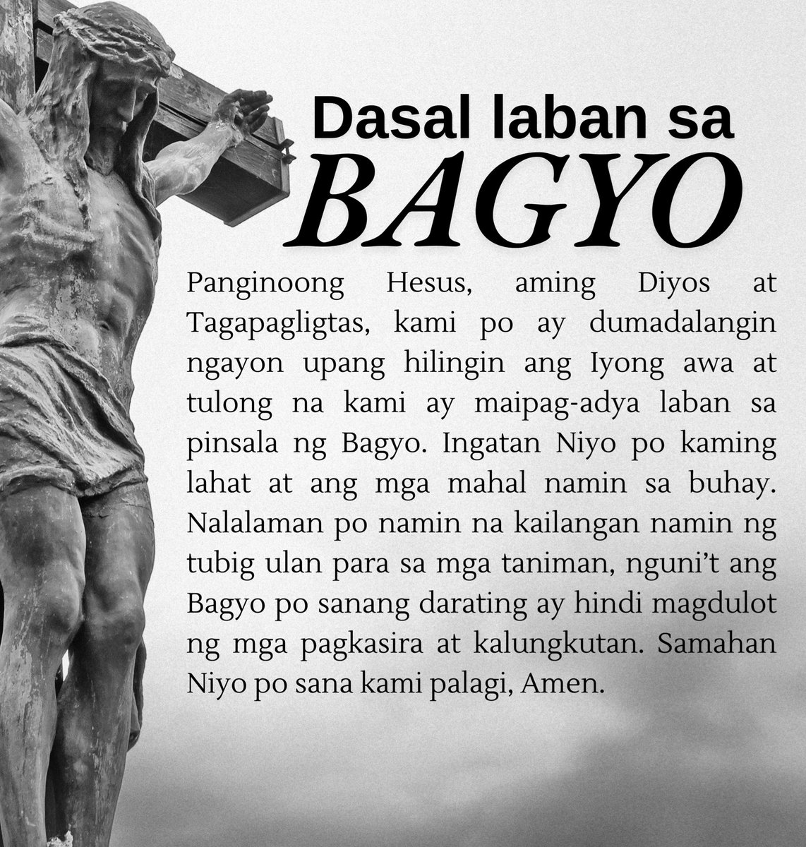 Mga Kapiling, sama-sama po tayong manalangin sa Panginoon upang ingatan tayo sa paparating na bagyo. 🙏 #KristinePH 

+Sa Ngalan ng Ama, at ng Anak, at ng Espiritu Santo, Amen.