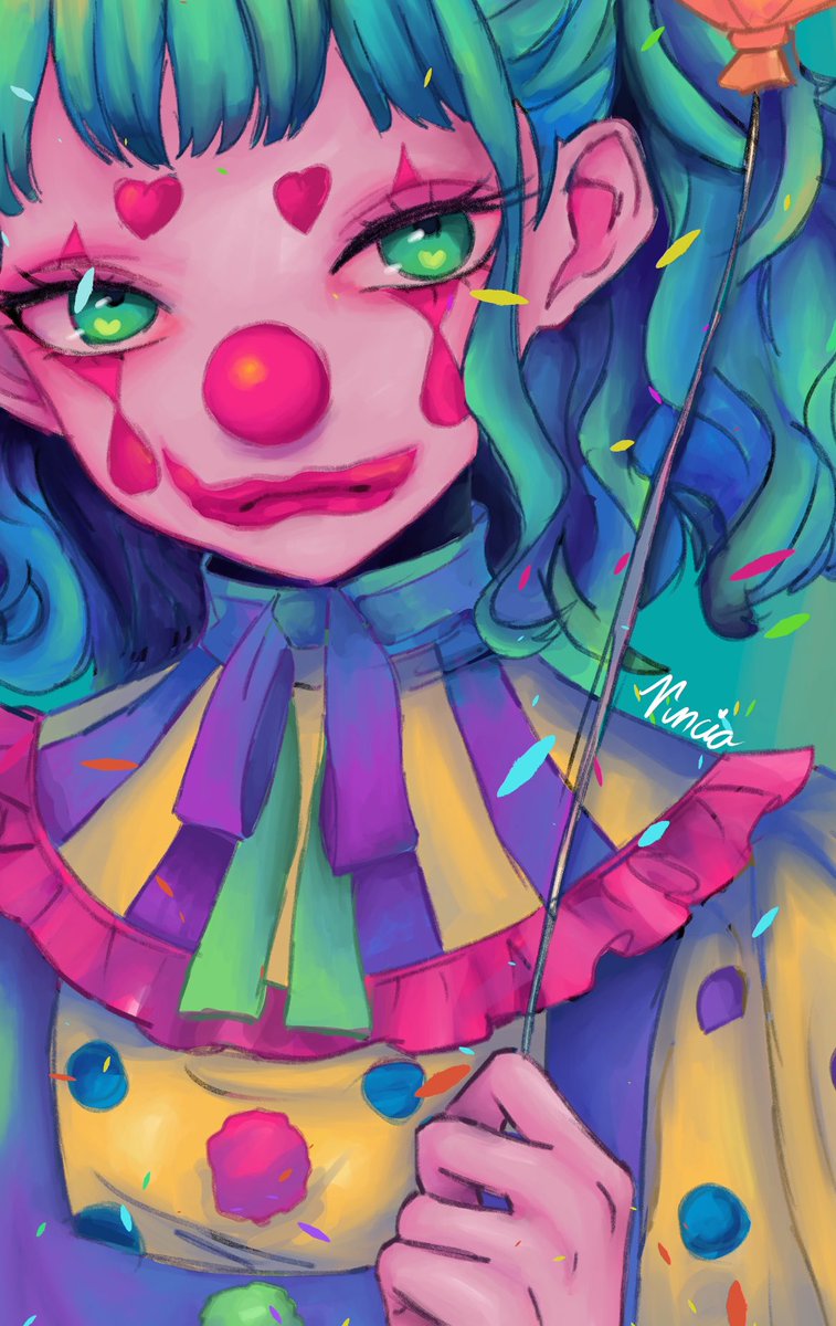 Bittersweet Clown 
ArtCommunity DigitalArt ClownArt ArtistOnX FantasyArt VibrantArt EmotionalArt CharacterDesign ColorfulArt Illustration SadClown SurrealArt WhimsicalArt PopSurrealism ExpressiveArt DigitalIllustration ArtOfX CreativeArt NeonArt ArtisticExpression ContemporaryArt