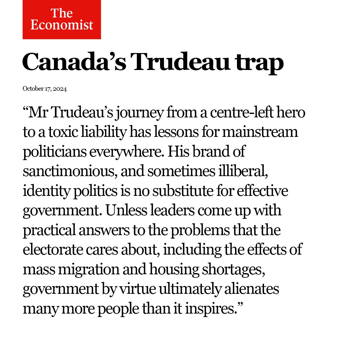 PierrePoilievre's tweet photo. You know Trudeau is not worth the crime, cost and corruption when the world’s oldest and best known liberal magazine says this. https://t.co/CHCRD1AGXm