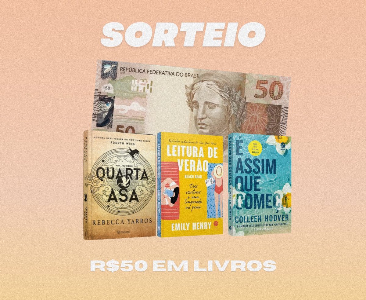 ⚡ Sorteio

📚 Prêmio: R$50,00 em Livros ou PIX.

➡️ Siga nossa página;
➡️ Dê RT nesse Post;
➡️ Dê RT no Post Fixado.

🚨 BÔNUS: Ao marcar um amigo no Post Fixado, o valor do seu prêmio aumentará em R$15,00, assim, obtendo R$65,00 de prêmio, caso ganhe.

* Resultado: 24/10.
