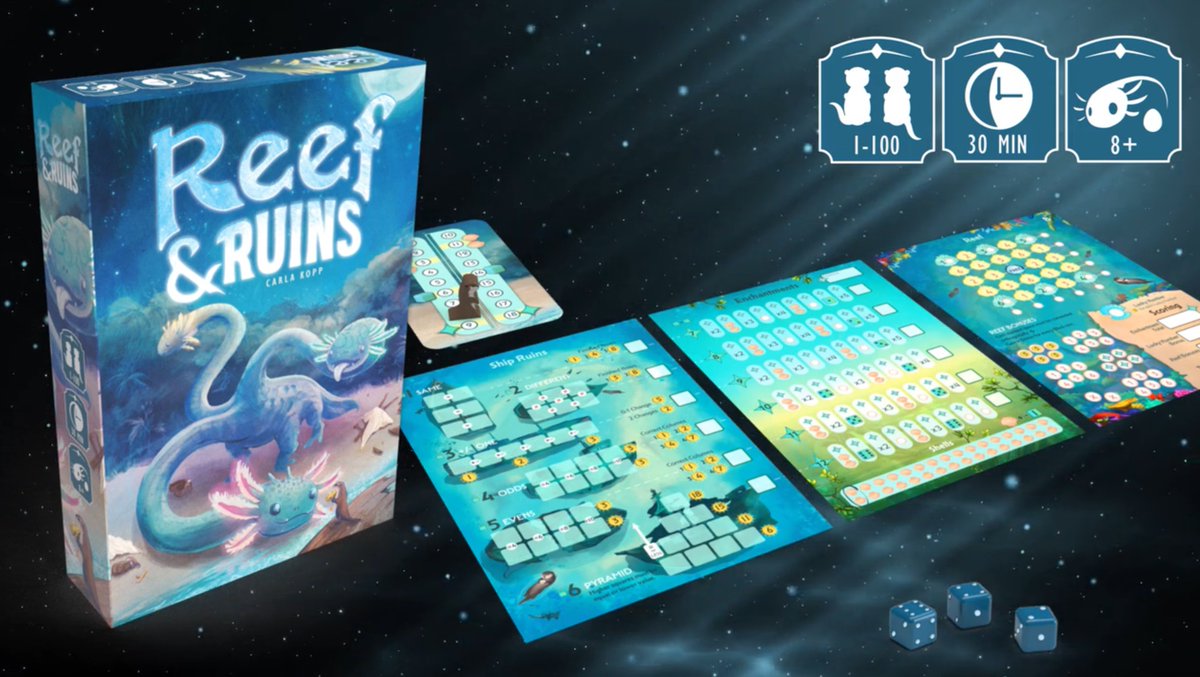 Reef &amp; Ruins is up on Kickstarter right now from <a href="/WeirdGiraffes/">Carla. Weird Giraffe Games. 🌈</a> - come check out our preview of this underwater roll &amp; write! wp.me/p6YINE-8oc