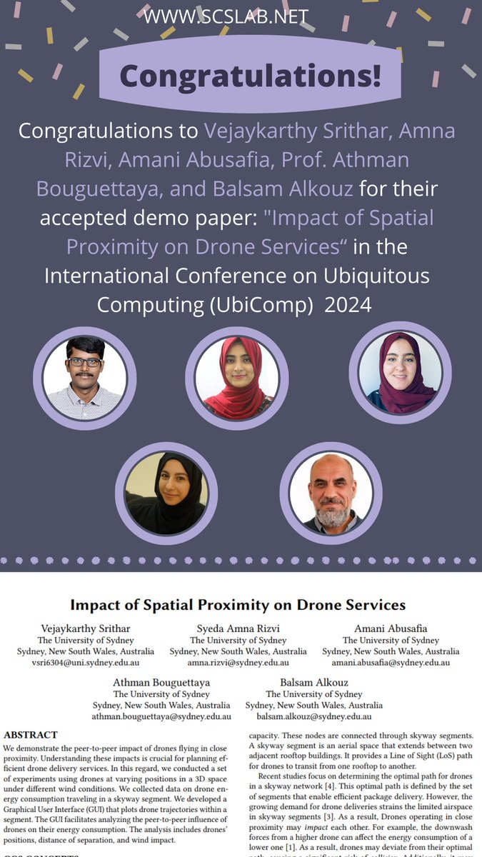 SCSLab's tweet image. 🎉 Congratulations to Vejaykarthy Srithar, Syeda Amna Rizvi, Amani Abusafia, Athman Bouguettaya and Balsam Alkouz for their accepted demo paper in the International Conference on Ubiquitous Computing 2024! 🎉

🔹Link to the paper: doi.org/10.1145/367509…