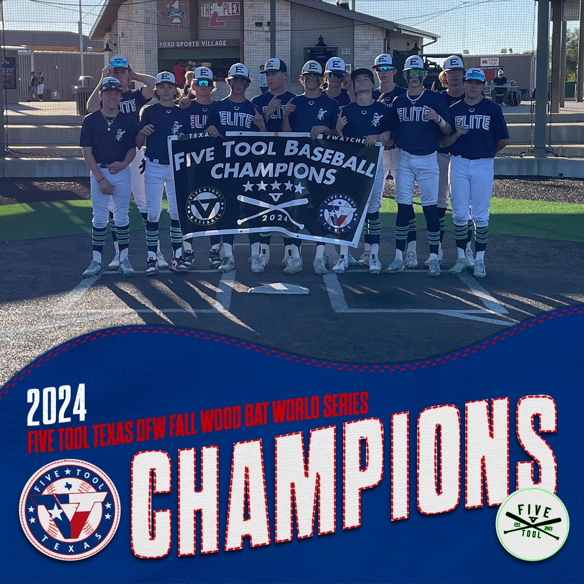 🏆 Champions 🏆

Congrats to <a href="/NTX_ELITE/">NTX ELITE</a> Landry’s on winning the 16U Division Championship of the <a href="/FiveTool/">Five Tool Baseball</a> Texas DFW Fall Wood Bat World Series!

#WatchEm