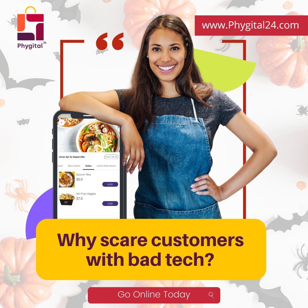 phygital24's tweet image. Why frighten customers with clunky tech when Phygital24 makes online ordering as easy as pumpkin pie? 🎃 Let us help you serve up success. Visit phygital24.com today! 

#Phygital24 #GoPhygital24 #OnlineOrderingSolutions #TechMadeEasy