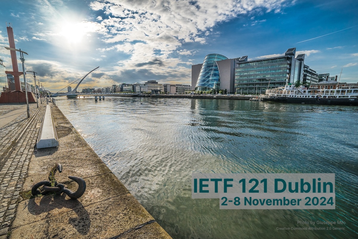 ietf's tweet photo. Don't forget! Early registration deadline for #IETF121 Dublin hosted by @Cisco on 2-8 November 2024 (and the #IETFHackathon) is UTC 23:59 on 21 November 2024! The final agenda, registration, and more is available from: https://t.co/Vq2SKUZ1Wz https://t.co/KiIlL0NE5N