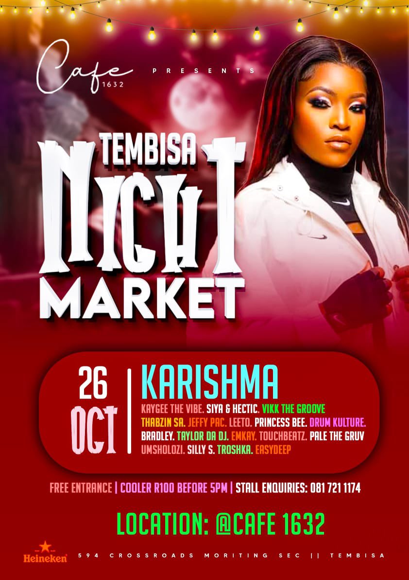 cafe1632's tweet photo. You Don’t want to miss the Tembisa Night market 🚀

#Cafe1632 https://t.co/XvYfkWU7nQ