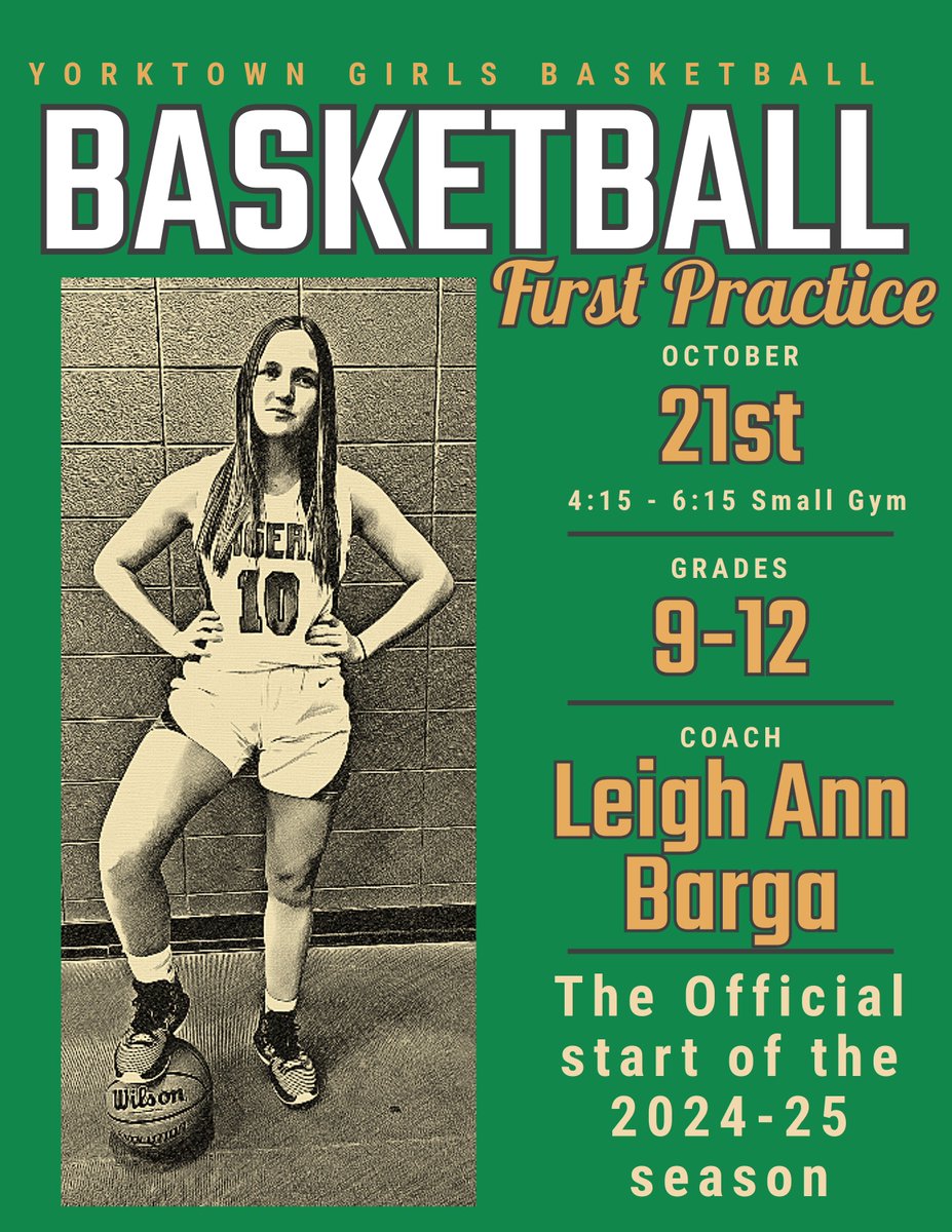 Yorktown Girls Basketball (@girlsyorktown) on Twitter photo Monday October 21st is the start of the 2024-25 High School Girls Basketball season. First Practice is from 4:15 - 6:15 in the Small Gym. <a href="/YHSAthletics/">Yorktown Athletics</a> <a href="/YorktownHighSch/">Yorktown High School</a> <a href="/YHSSportsMed/">YHS Sports Medicine</a> <a href="/ytownstrength/">Yorktown Strength</a> <a href="/YHSGirlsBB/">Coach Barga</a> Monday October 21st is the start of the 2024-25 High School Girls Basketball season. First Practice is from 4:15 - 6:15 in the Small Gym. <a href="/YHSAthletics/">Yorktown Athletics</a> <a href="/YorktownHighSch/">Yorktown High School</a> <a href="/YHSSportsMed/">YHS Sports Medicine</a> <a href="/ytownstrength/">Yorktown Strength</a> <a href="/YHSGirlsBB/">Coach Barga</a>