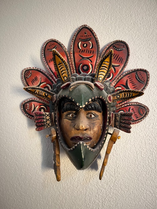 Bought this guy for $45 from the fellow who made him in 1999. Bought maybe a dozen more masks from the same gentleman over the years. A fantastic woodworker from Guerrero who would travel to CDMX to sell his wares.