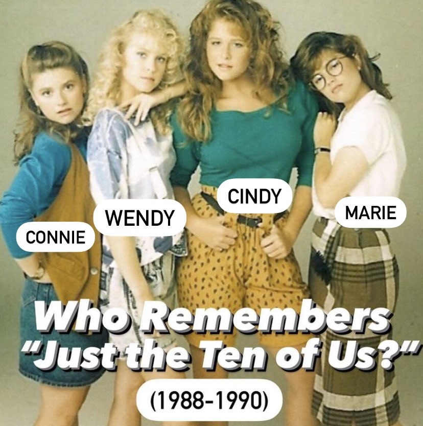 80sThen80sNow's tweet photo. Marie, Cindy, Connie and Wendy Were Known As the “Lubbock Babes.”
#JustThe10ofUs #Television #TV #Sitcom #HeatherLangenkamp #JamieLuner #BrookeTheiss #JoAnnWillette https://t.co/ppJmL82Eep
