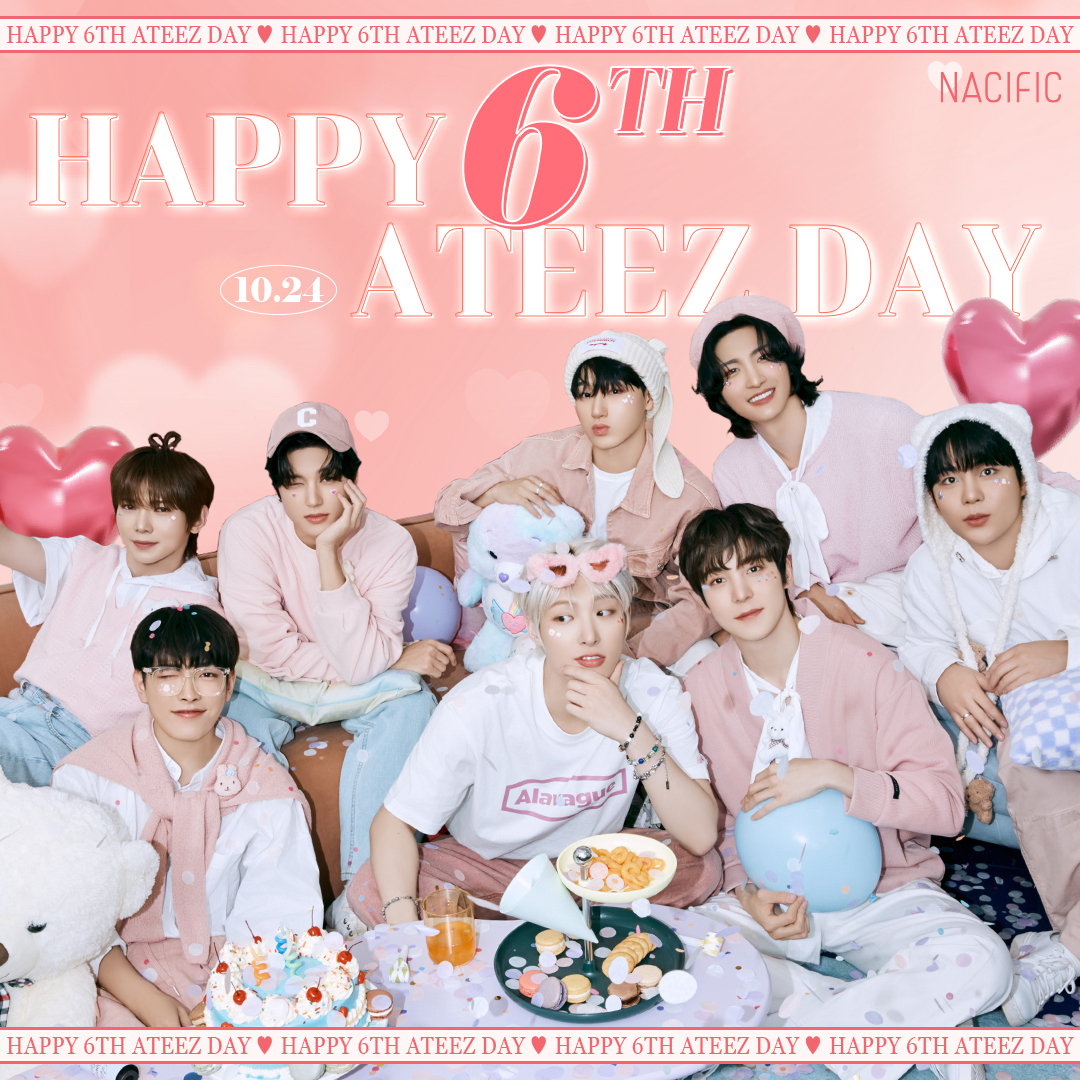 𝟐𝟎𝟐𝟒.𝟏𝟎.𝟐𝟒 
𝐇𝐀𝐏𝐏𝐘 𝟔𝐓𝐇 𝐀𝐓𝐄𝐄𝐙 𝐃𝐀𝐘 

네시픽 모델 에이티즈의 
데뷔 6주년을 축하합니다🏴‍☠️🧡🖤

#6_years_with_ATEEZ
#네시픽 #에이티즈 #nacific #ATEEZ