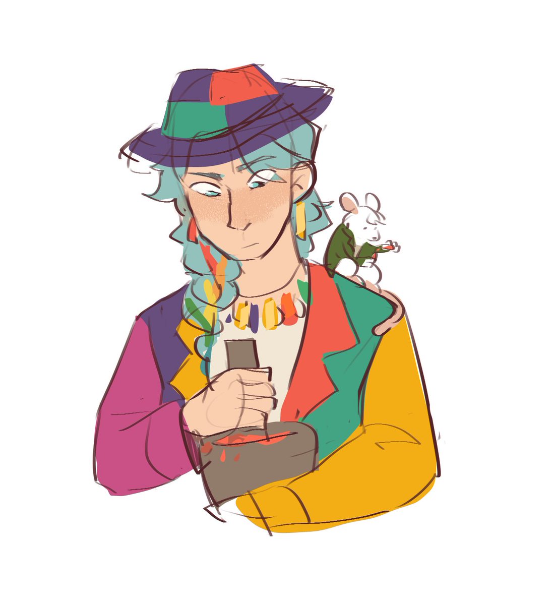 Doodle_list's tweet photo. if I had a nickel for everytime scott played a character that had to do with dyes 
#EmpiresSMP #RatsInParis #ratssmp #smajorfanart https://t.co/J17Gu9Hqak