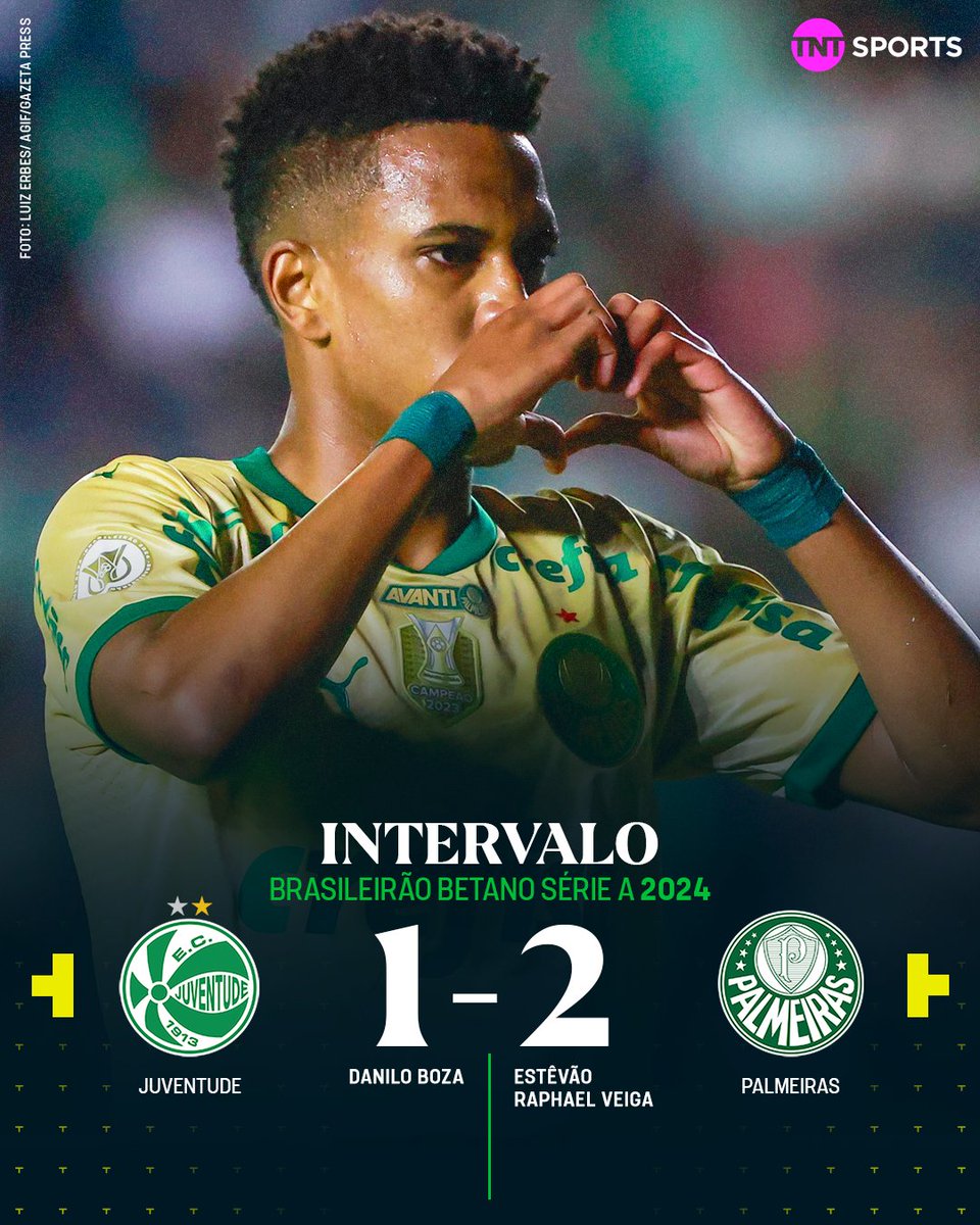 TNTSportsBR's tweet photo. ESTÊVÃO + VEIGA É APELAÇÃO DEMAIS! 🔥🐷 Os caras vão dando a vitória pro Palmeiras contra o Juventude! ABRE O OLHO, BOTAFOGO... 👀 #BrasileirãoBetano https://t.co/Wwhn6fKxEf